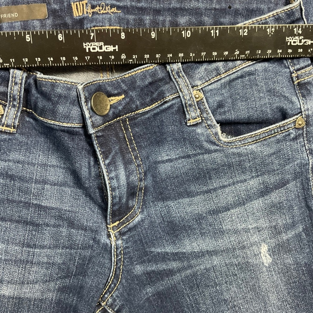 KUT from the Kloth Distressed Straight Boyfriend Jeans Women 4 Medium Wash Blue - Picture 8 of 10